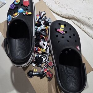 Kids Black Clogs with Fun Charms